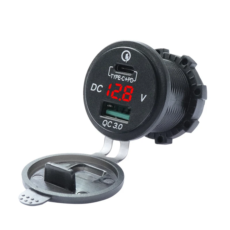 Двойной USB Зарядное устройство гнездо адаптера с светодиодный вольтметр