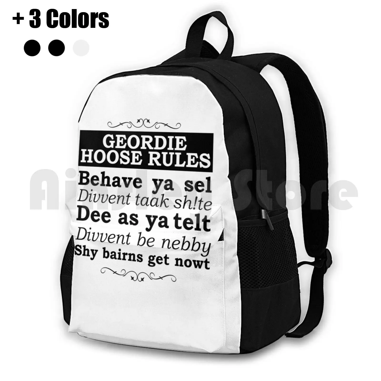 

Geordie House Rules Outdoor Hiking Backpack Waterproof Camping Travel Geordie House Rules North East England Uk Dialect Funny