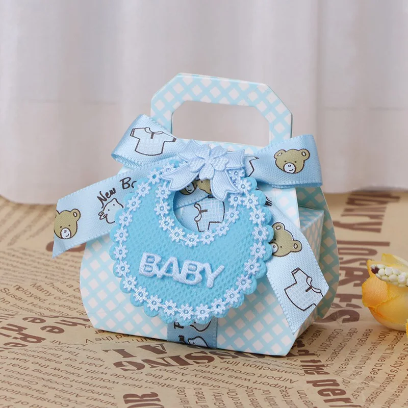 Подарочная коробка конфет Baby Shower мальчик девочка первый день рождения пол показать крестины стол центральный конфетти Декорация - Цвет: 6 pieces blue