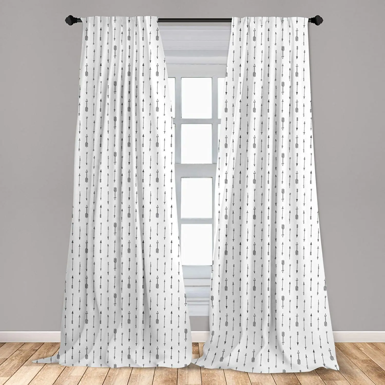 

Arrows Window Curtains Retro Style Doodle Style Art Design with Arrows Boho Form Window Drapes with Rod Pocket