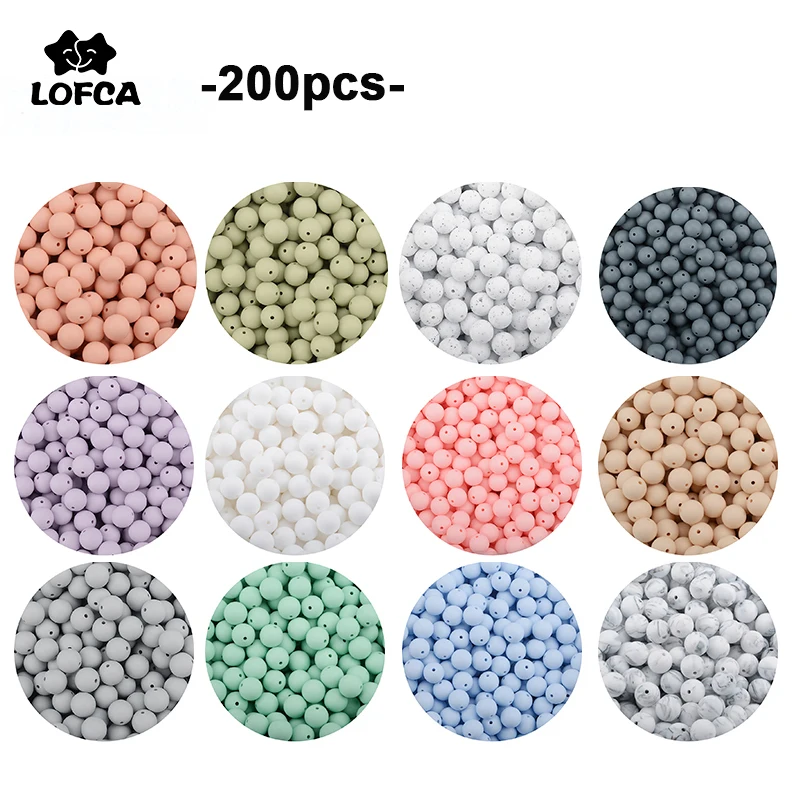 

LOFCA 200 шт., силиконовые бусины для прорезывания зубов, 9 мм, 12 мм, 15 мм, 19 мм, 22 мм