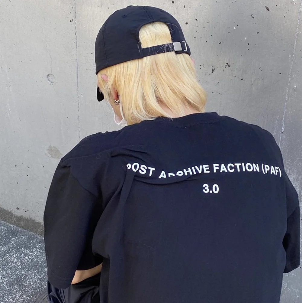 

PAF 3.0 POST ARCHIVE FACTION Shoulder Twist T Shirts Men Women T-shirt High Street Tops Casual White Black Tee