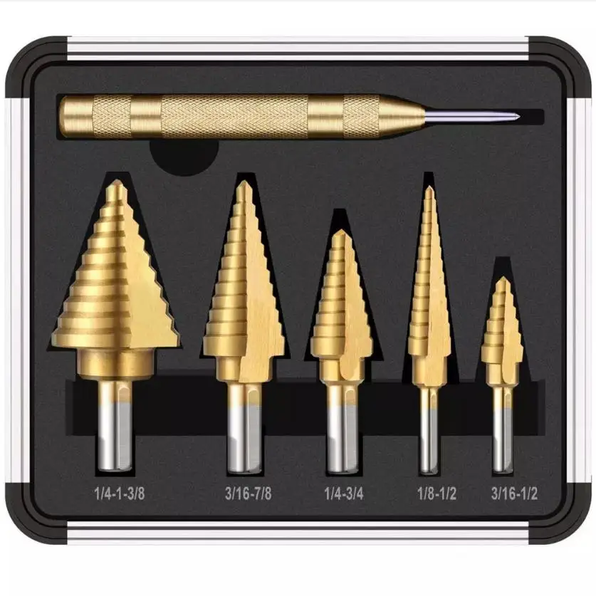 6pcs Step Drill Многоразмерные HSS Стальные титановые ступенчатые сверла 4-12/4-20/4-32 мм ступенчатые конусные режущие инструменты сталь Деревообработка Дерево Металл сверление - Цвет: 6pcs Step Drill