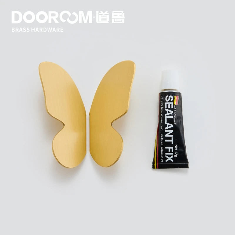 Dooroom латунная фурнитура ручками Натуральный Свежий светло роскошные золотые бабочки Тянет Шкаф для одежды шкаф для шкафов, ящиков Ручки - Цвет: Punch free one pair