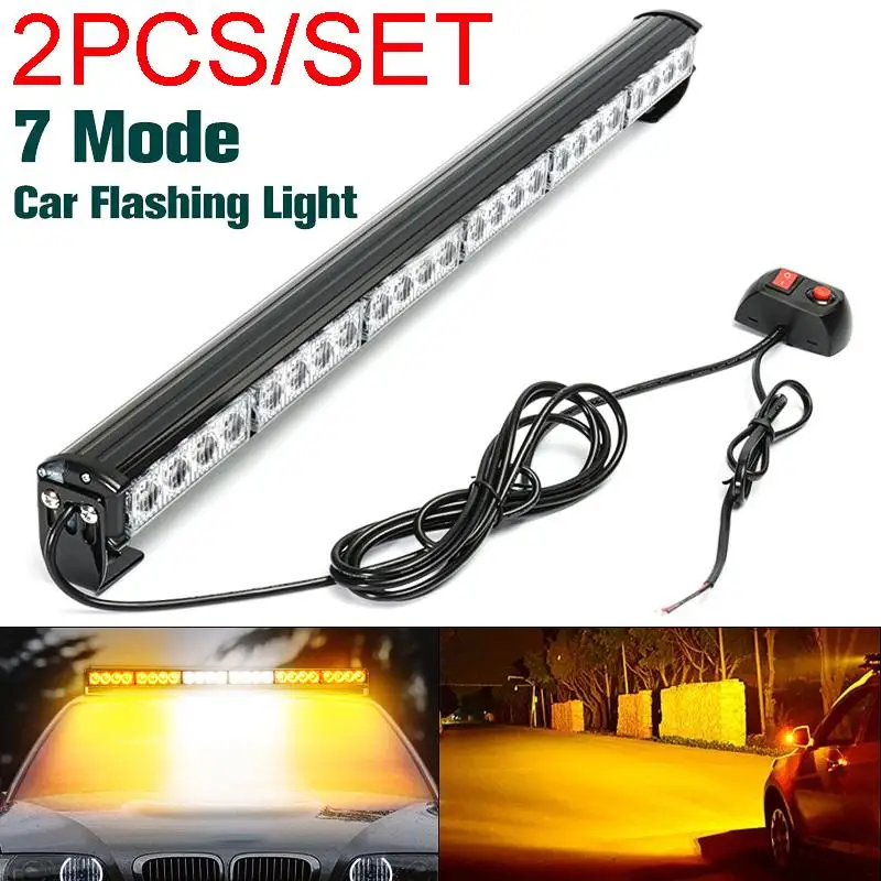

24 LED Car Truck Traffic Advisor LED Strobe Lights 12V Flashing Emergency Warning Lights Vehicle Flashing Lightbar Signal Lamp
