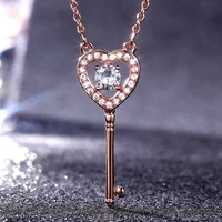 jk fashion key pendant necklaces for women inlaid crystal cubic zirconia female party jewelry daily wear statement necklaces