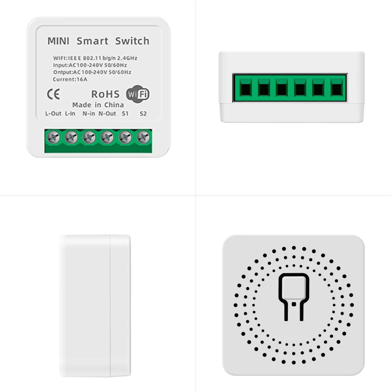 

10A 16 A Tuya Mini Smart Wifi DIY Switch Supports 2 Way Works With Alexa Google Home Smart Life App Smart Home Automation Module