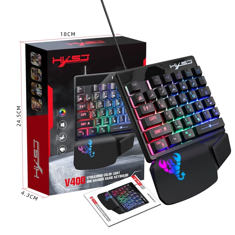 

HXSJ 35 Keys Keyboard Mouse Suit Left Hand Mechanical Game Hand Feeling Single Hand Backlit Keyboard for Game