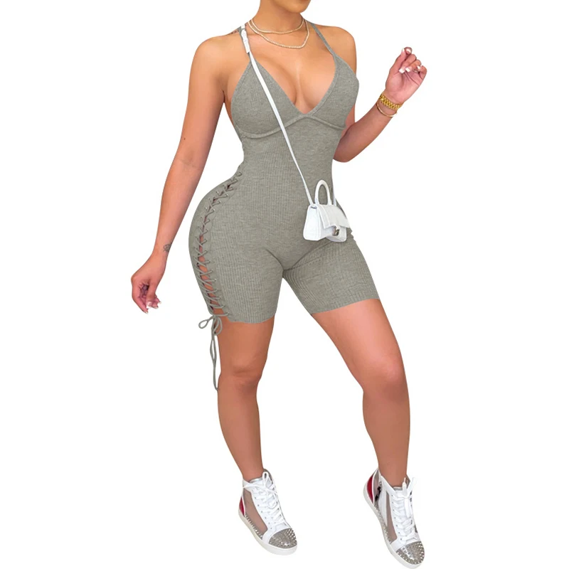 

Женский комбинезон с открытой спиной, летний эластичный комбинезон с V-образным вырезом и эффектом пуш-ап, модель SJ8087R, 2021