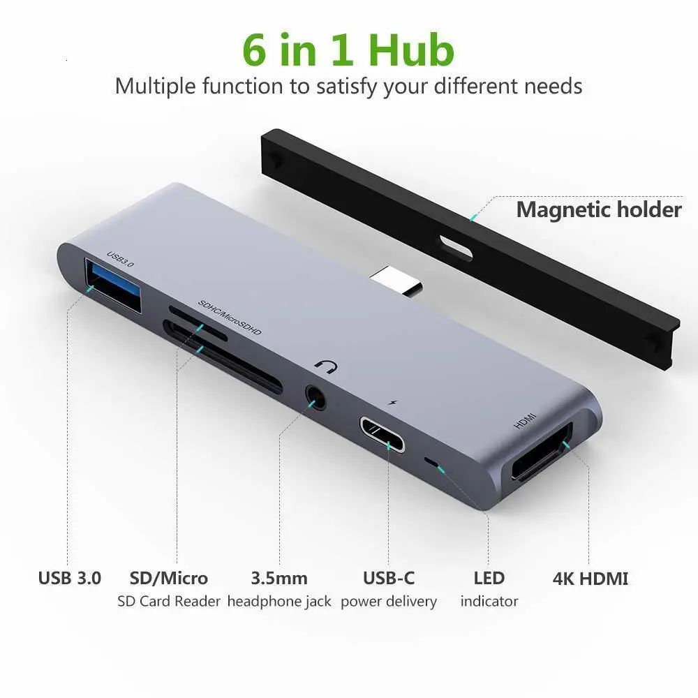 USB C концентратор type C адаптер с 4K HDMI USB-C PD TF SD USB 3,0 3,5 мм разъем порт usb type C док-станция для iPad Pro Macbook Pro/Air