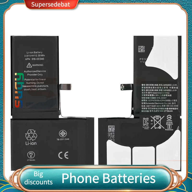 

Bateria for Apple iphone X 10 Battery Replacement Batterie for iphone X Batteria 2716mAh 0 cycle Phone Battery for iphone X
