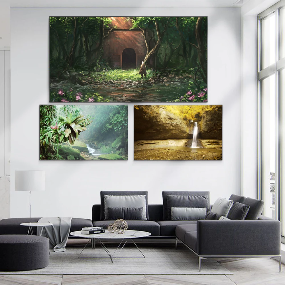 

Nordic landscape oil painting forest secret river art canvas painting living room corridor office home decoration mural