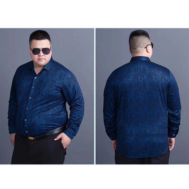 Новинка 8XL 7XL 6XL мужские рубашки с длинным рукавом цветочным принтом приталенные
