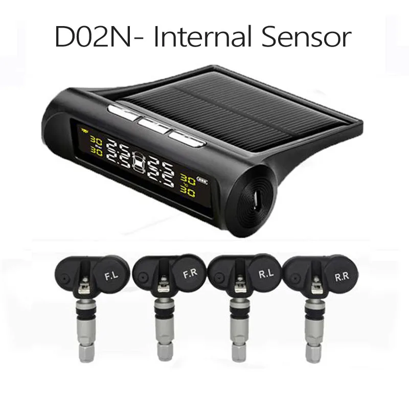 Солнечный TPMS автомобиля Охранные системы и безопасность Мониторы Системы Дисплей 4 внутренний/внешний Сенсор Температура предупреждение t01n t01c Visture - Тип: D02N  Internal