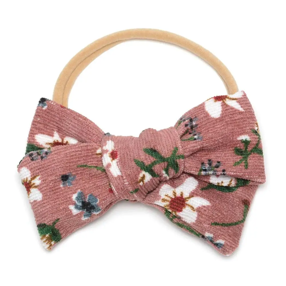 15 шт./лот Вельветовая повязка на голову с бантом детский цветочный головной убор