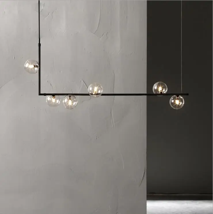 Подвесной светильник g9 led Nordic из железа стекла черного и золотого цветов
