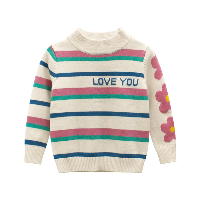 New Arrival Girl Striped Sweater Children Clothing Knitted Sweaters Baby Girls Pullover Tops Knitwear 1-9T Kids | Детская одежда и