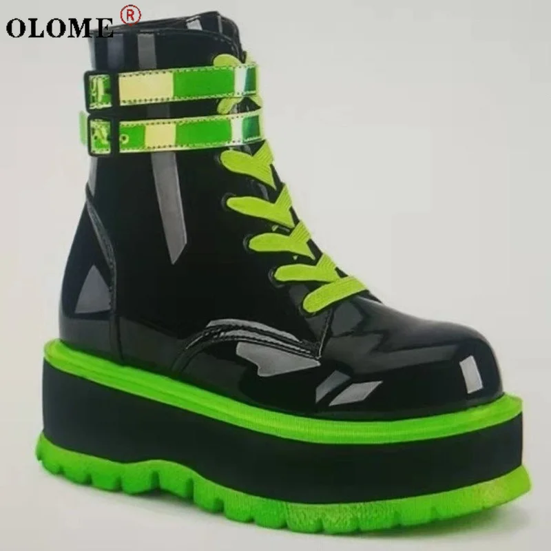 

Women's Wedge Heel Platform Boots Zipper Lace-up Ankle Boots Fashion Gothic Shoes Thick Heel Casual 2021