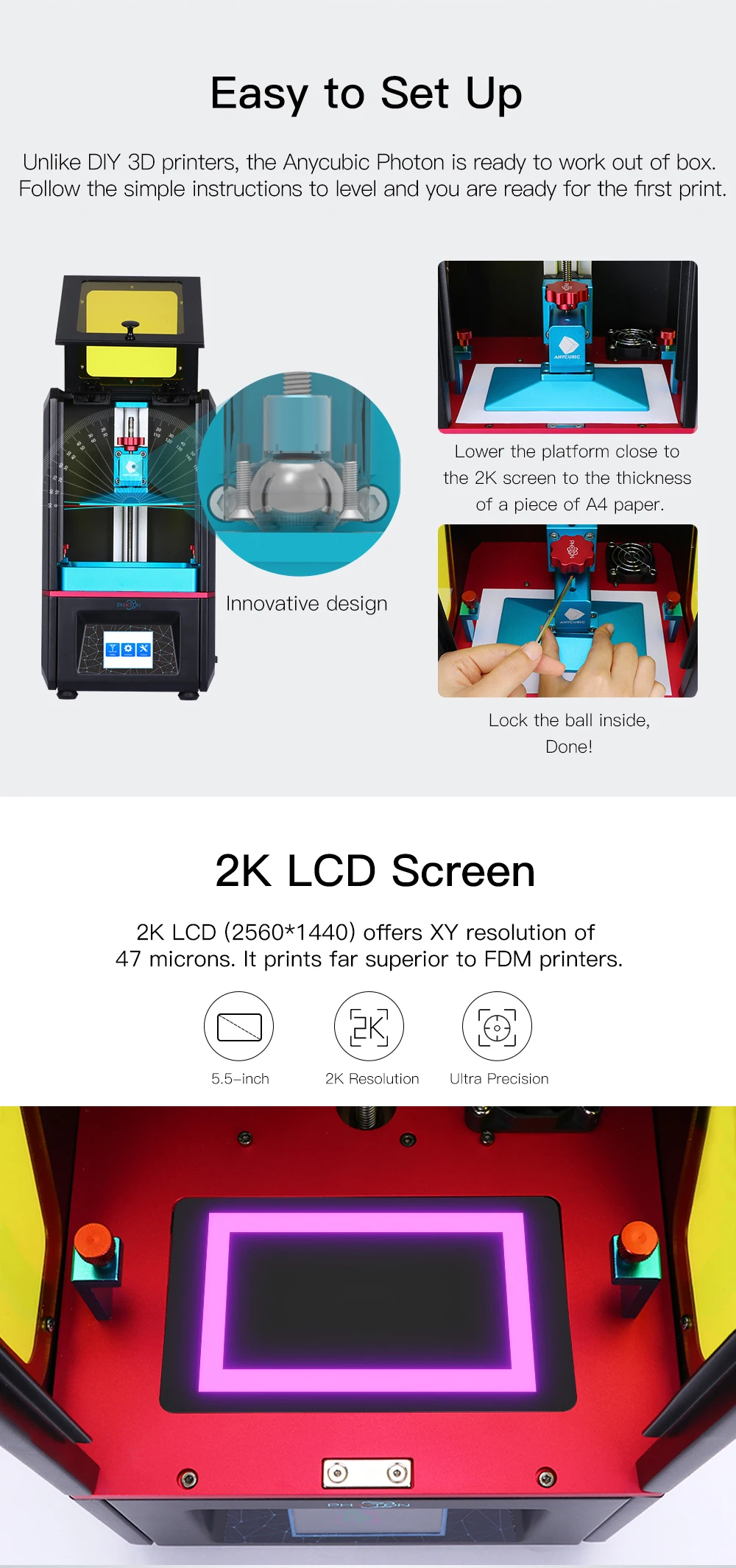 Anycubic Фотон смолы 3d принтер смолы размера плюс SLA/lcd высокой точности Фотон светильник-отверждения Impresora 3d комплекты обновления