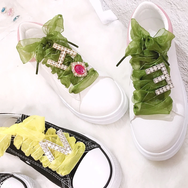 

DIY Shoelaces Decoration Metal Snow yarn Shoelace Diamond letters Shoe Accessories Shiny Rhinestones Shoes Decorative Accessory