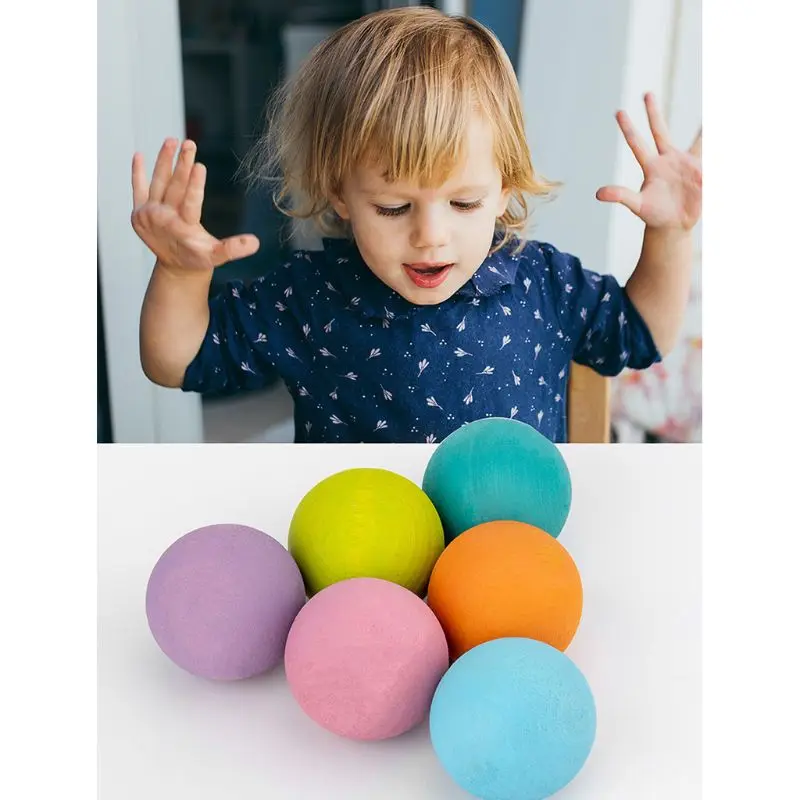 

Baby Wooden Rainbow Blocks Matte Sphere Marcaron Balls Educational Early Learning Developmental Toys