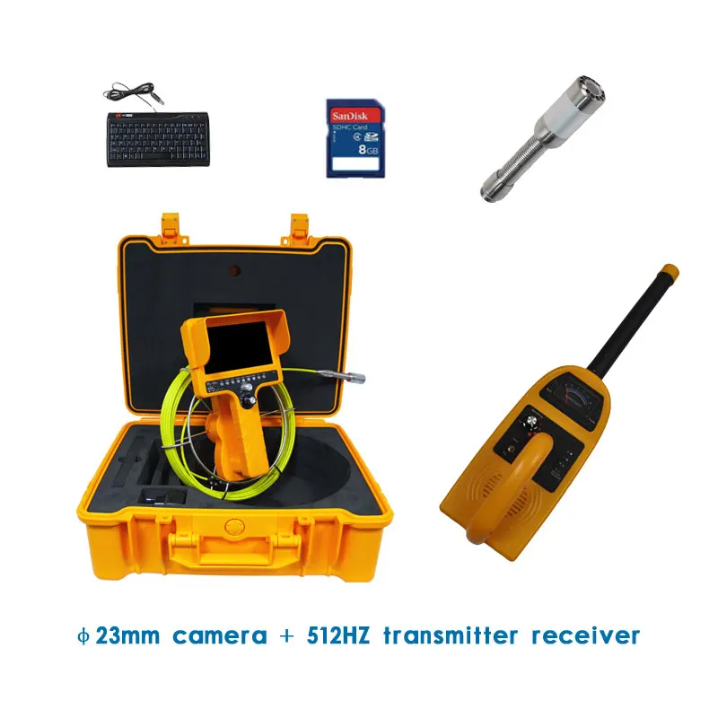 

7" 23mm Camera 512hz Transmitter Built-in Sewer Pipe Wall Inspection System With DVR Keyboard Pipeline Positioning Receiver