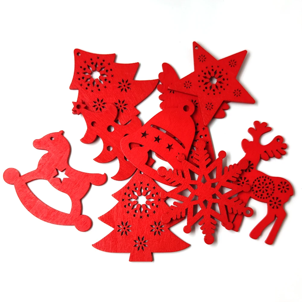 10pcs Christmas Deer Angle Hole Wood Decoration For Home With Santa Wooden Xmas Kid Toys Gift Ornament New Year | Дом и сад