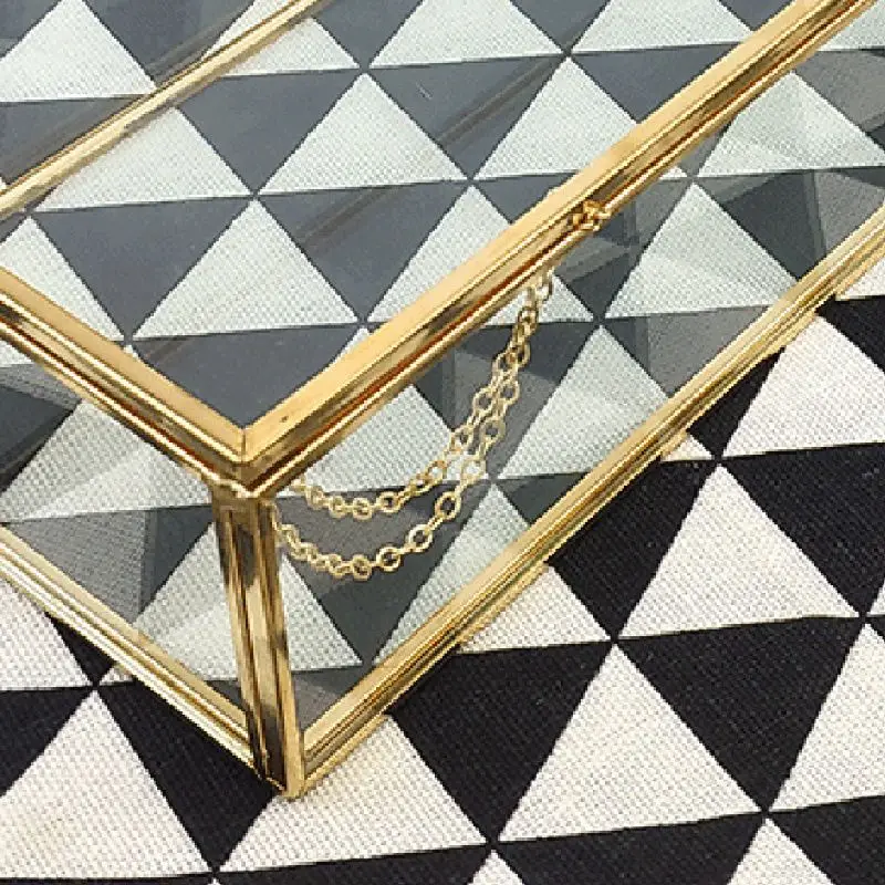 Винтажная стеклянная коробка с крышкой декоративная для хранения ювелирных