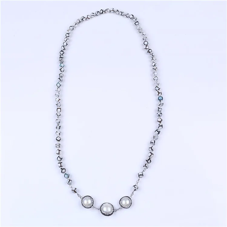 

hot sale 8-9mm stone and Bordered Baroque pearls necklace