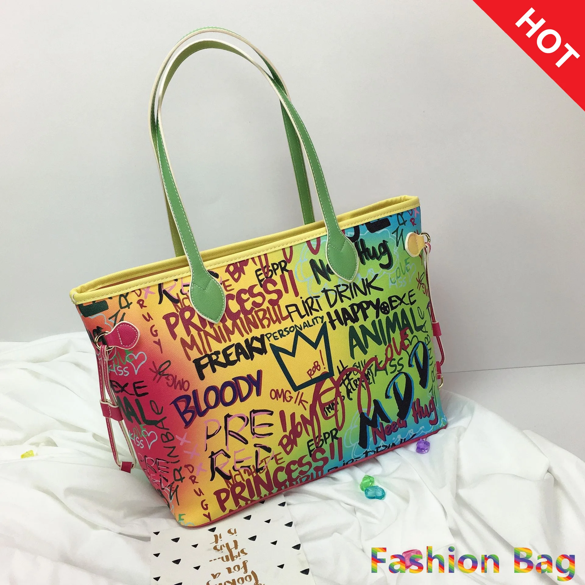 Модная Сумка-тоут ручной росписи с граффити женская сумка через плечо