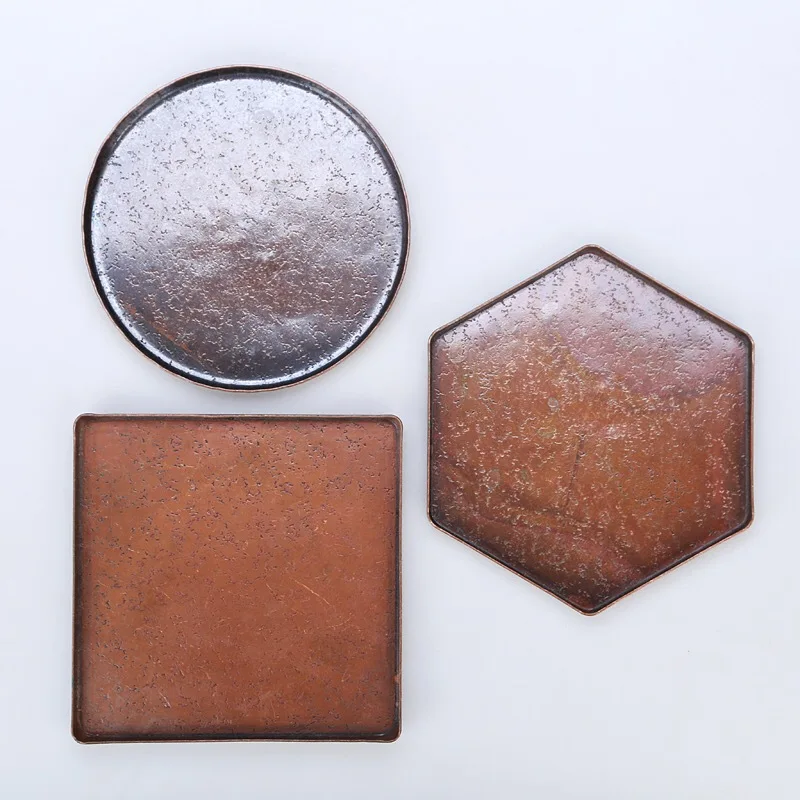 Медный поднос для чая Красный медный чайника чайного сервиза чайной церемонии