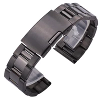 silver black metal watch band bracelet 18mm 20mm 22mm 24mm men strap 316l solid stainless steel straight end watchbands