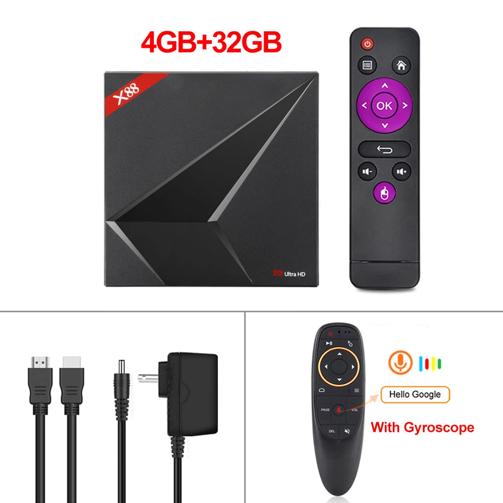 4G32G add G10 RC Android 9,0 ТВ-приставка 4 Гб ОЗУ 64 Гб ПЗУ X88 MAX PLUS RK3318 четырехъядерный TYPE-C 2,4G/5 Ghz двойной WiFi BT4.0 4K смарт-приставка PK 8,1 - Цвет: 4G32G add G10 RC
