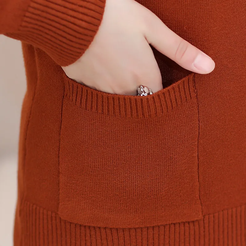 

Middle-aged Women's Knitted Sweaters Cardigan Tops 2020 Autumn New Mother Dress O-neck Embroidered Sweater Coat Feminino Y396