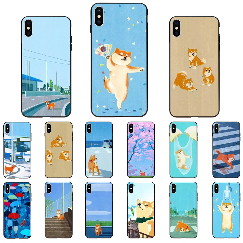 

Shiba Inu illustration Painting Phone Case for iphone 13 12 11 Pro Max Case For iPhone 12mini XS MAX X XR SE2 8 7 PlusCase