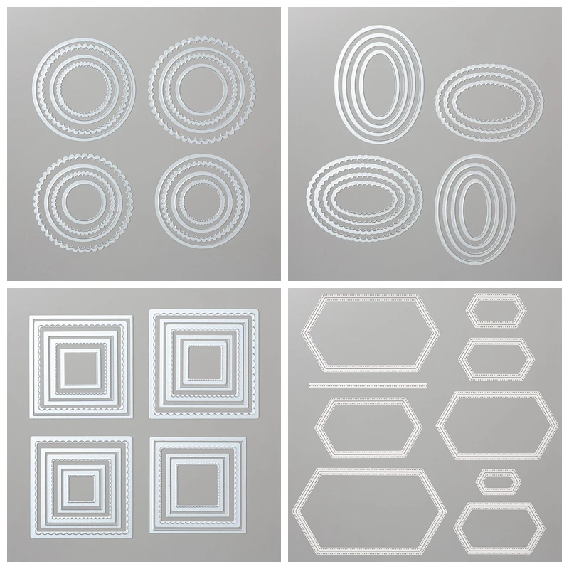 Многослойные штампы овалы квадраты Набор шестигранных штампов DIY ремесло