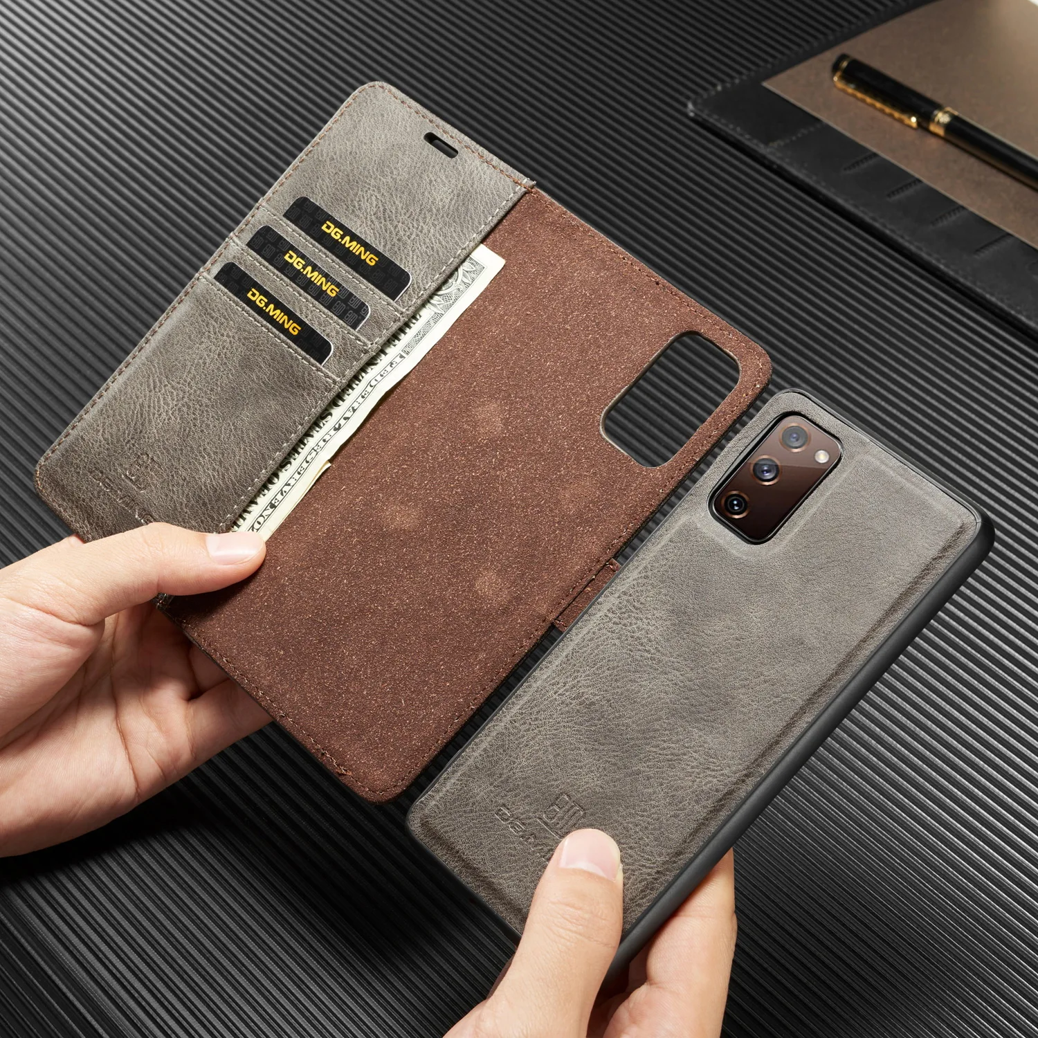 

Business Leather Wallet Cover Case for Samsung Galaxy S20 FE A21S M31S A51 A71 A81 A91 M21 Note 20 Anti-knock Card Slot Bag