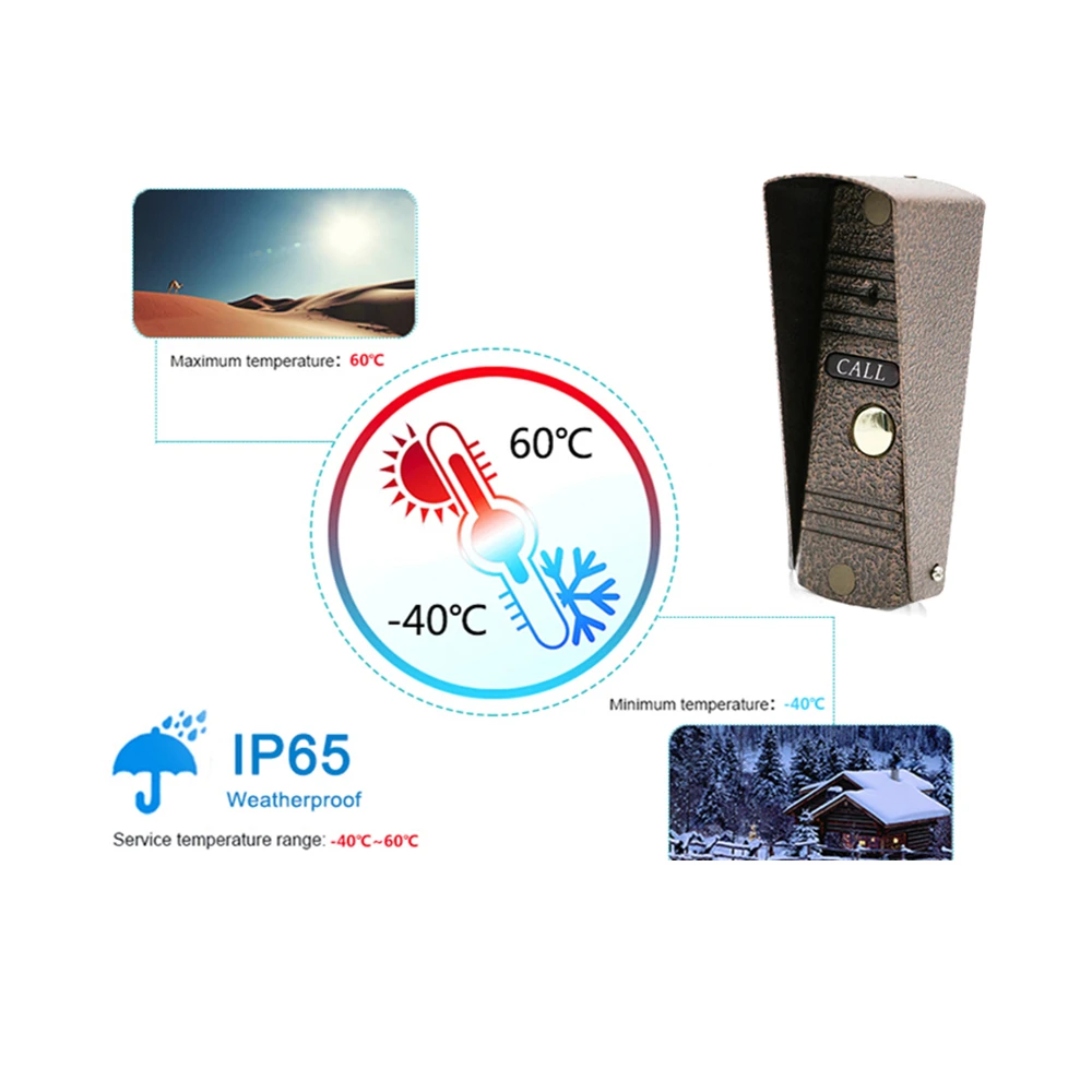 Видео дверной звонок Домашний домофон видеодомофон 7 дюймов монитор 1200TVL Звонок