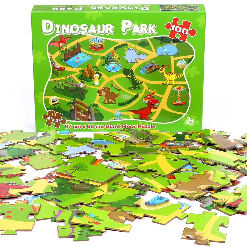 

100pcs Kids Large Jigsaw Puzzle Set Baby Toys Dinosaur Beauty Educational Baby Toys Dinosaur Educational Toys For Children Gift
