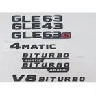 Эмблема V8 BITURBO 4matic 4matic 4matic + Значки Эмблемы для Mercedes Benz Black W166 C292 GLE43 GLE63 GLE63s GLE 63 S AMG