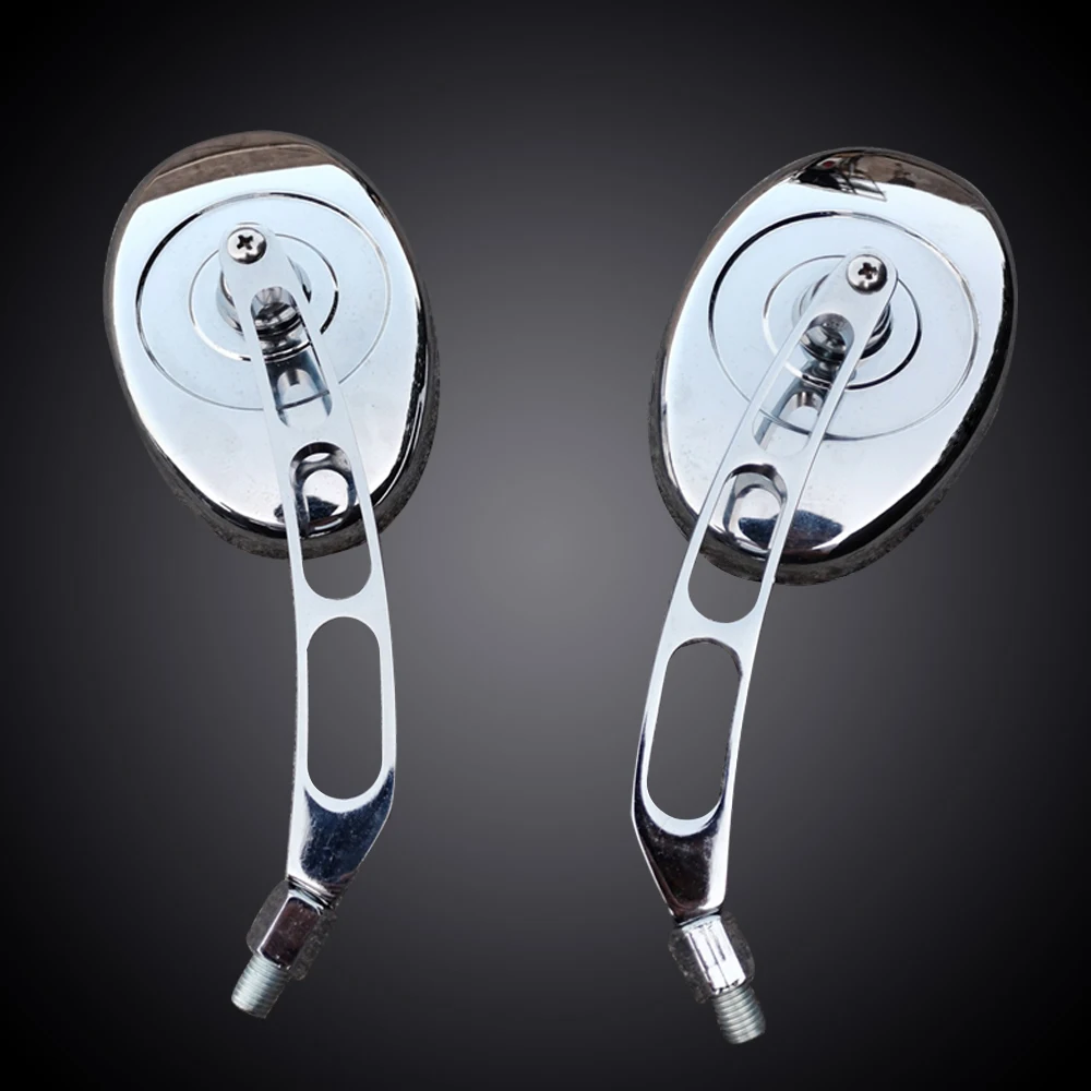 Мотоциклетное овальное хромированное зеркало заднего вида универсальное