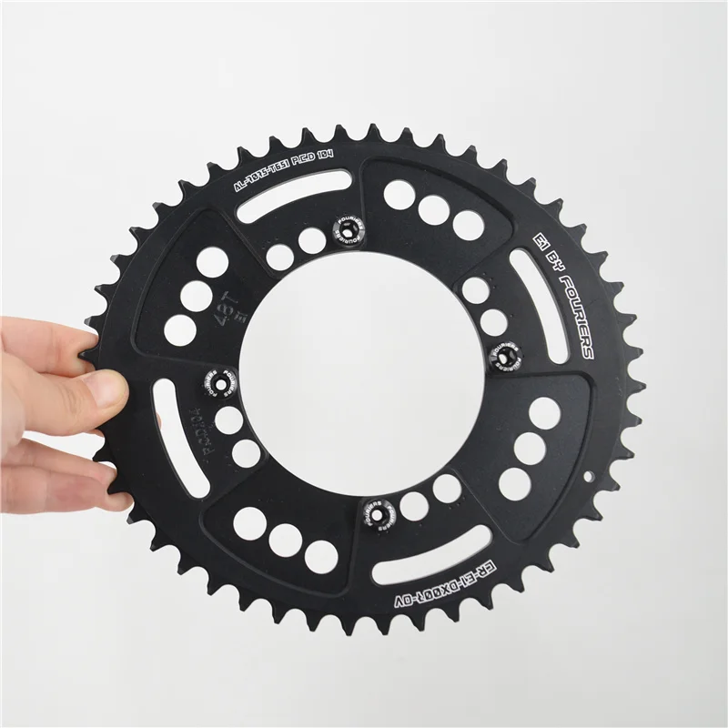 Fouriers MTB CNC Велосипедное овальное одинарное кольцо PCD BCD 104 мм цепное кольцо для M590 M610 M780 M785 болты узкая широкая зубчатая цепь - Цвет: 46T Black