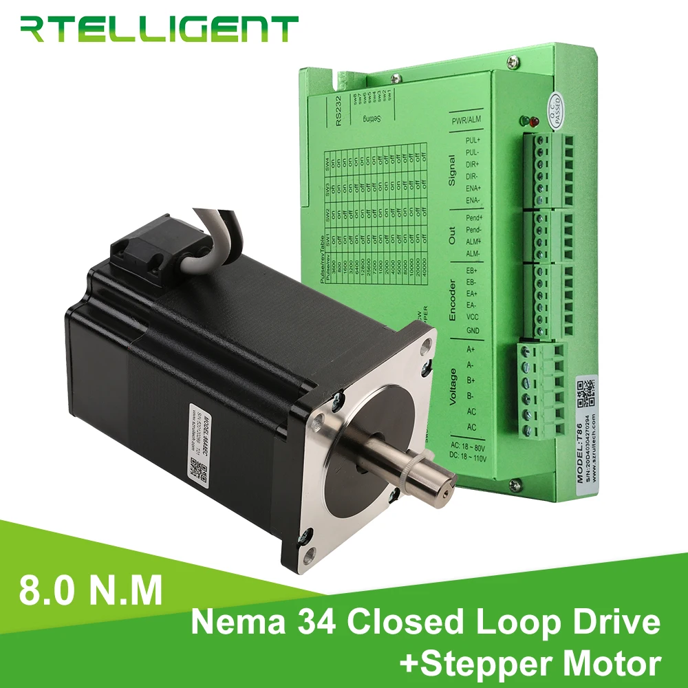 Шаговый двигатель с замкнутым циклом Nema 34 8.0N.M шаговый Nema34 T86 драйвер набор для
