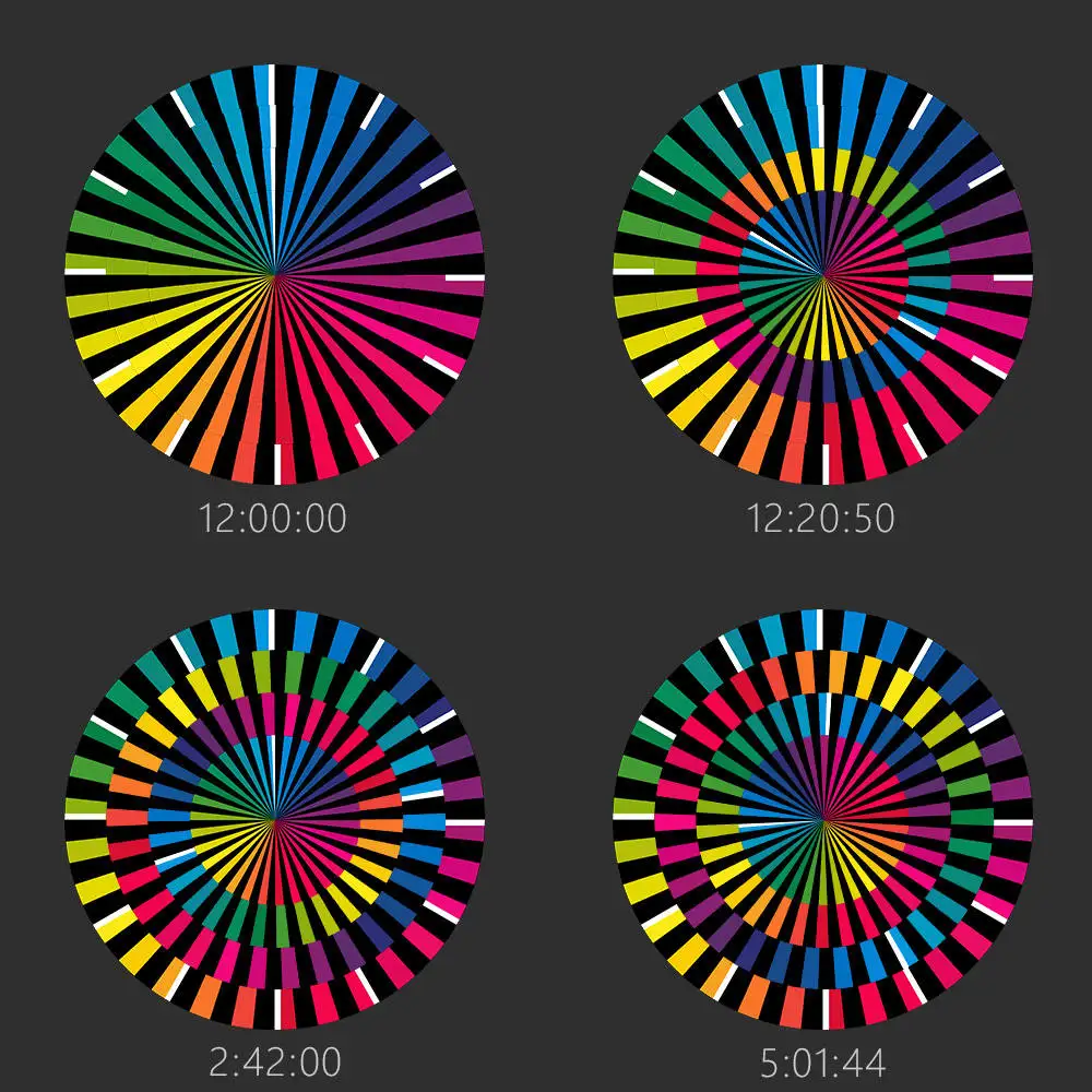 Деревянные настенные часы с изображением спектра красочные современные