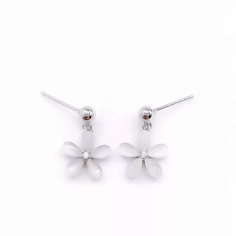 925 sterling silver earring cute sweet Cherry blossom earrings flowers stud simple temperament female girl ear jewelry | Украшения и