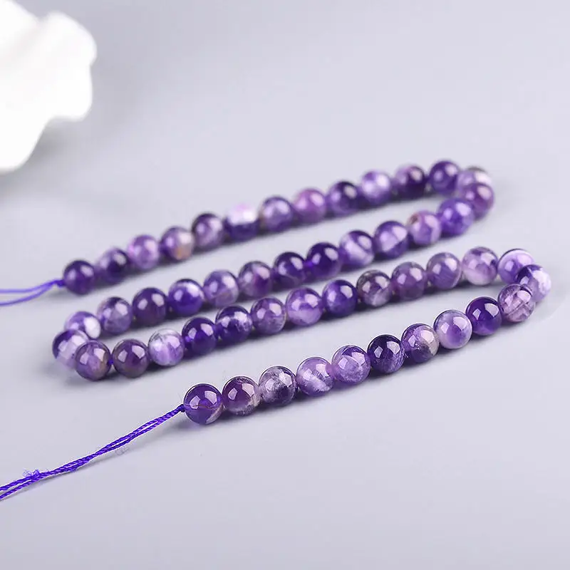 

39CM Natural Amethystine Beads Strand Feb. Birthstone Pisces Crystal Bead 6mm/8mm TSB0368