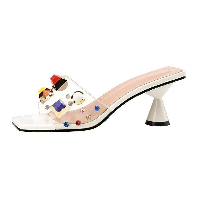 

Korean fashion sandals sexy thick heel flip open toe women's shoes transparent temperament High Heel Sandals