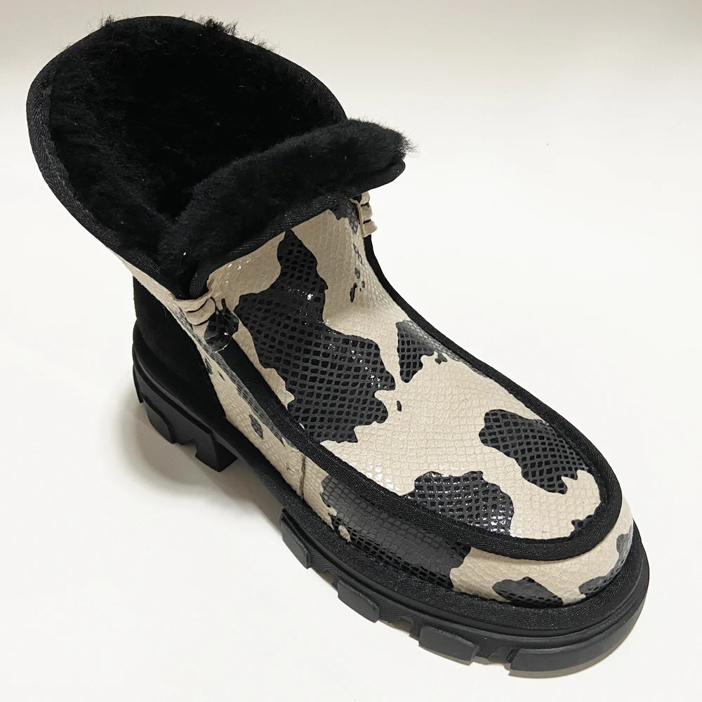 Fashion Women Winter Ankle Boots Ladies Chunky Heels Wool Snow Casual Furry Platform Shoes Girls Slip on Footwear Black | Обувь