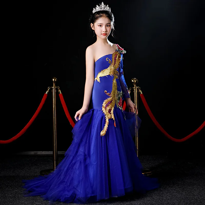 Cmmunion/платье для девочек B036 синие пышные платья Русалочки с аппликацией 2020