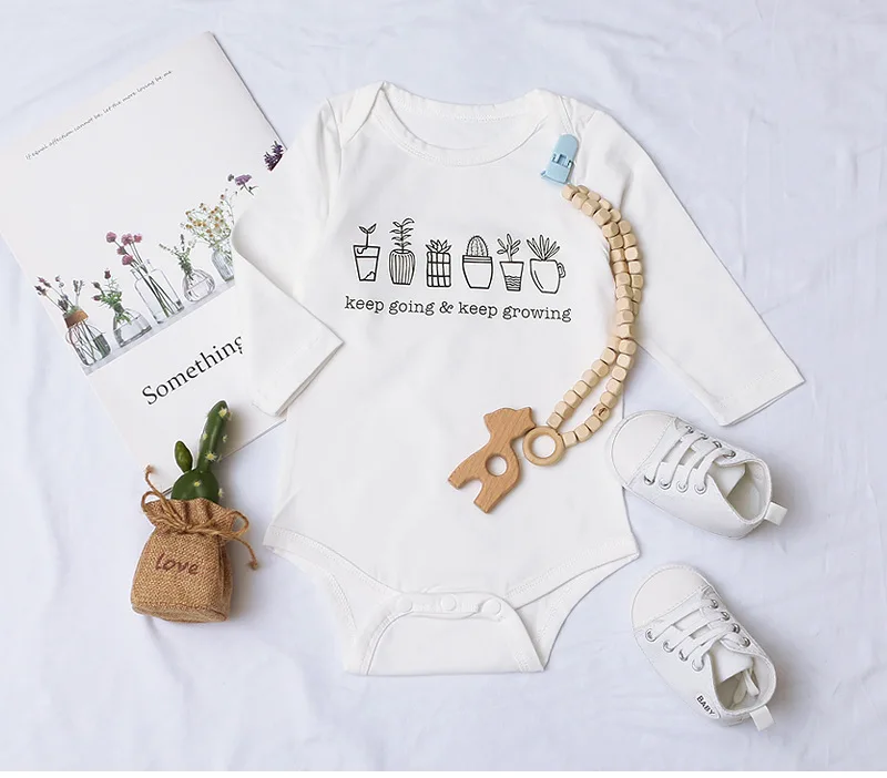 

2021 New Spring Baby Bodysuits for Boys Girls Infant Newborn Fashion Letter Print Long Sleeve Jumpsuits Toddler Cotton Clothes